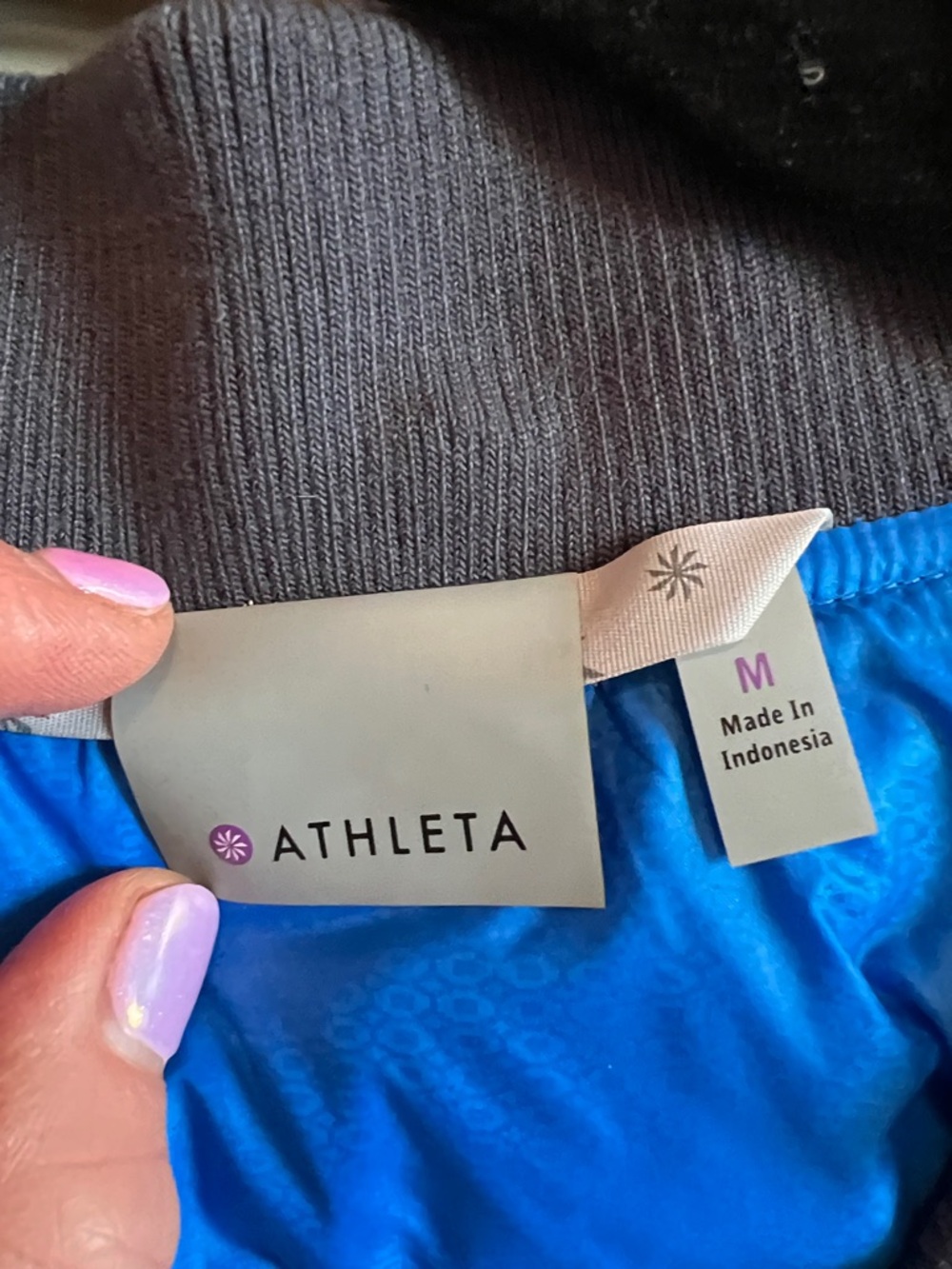 Athleta Electric Blue Quilted Bomber Jacket - Picture 3 of 3